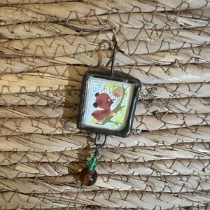 Two sided pendant cute painting or print on one side